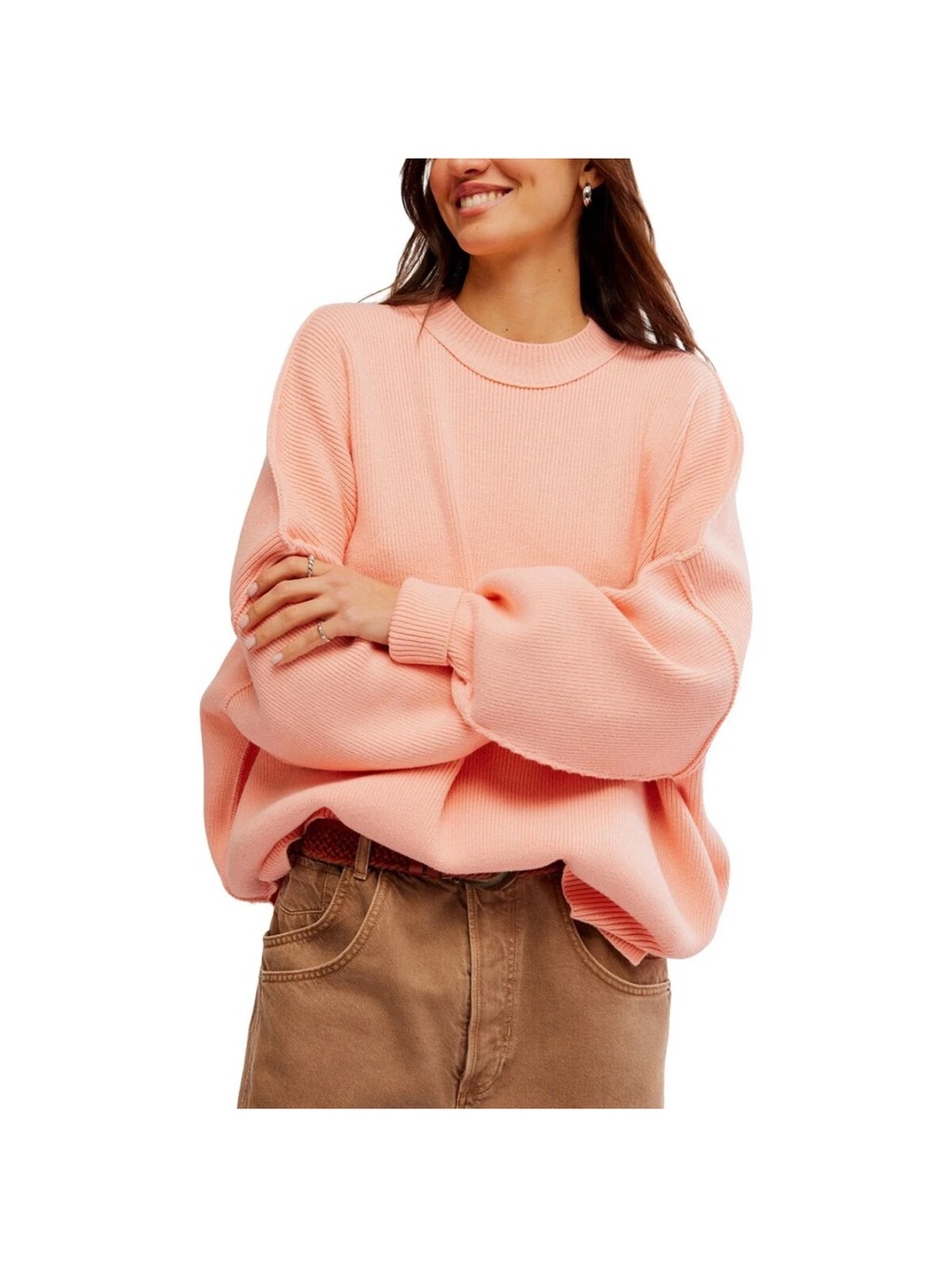 NWT Free People Easy Street Tunic Sweater Pale Rosette Women's Oversized M